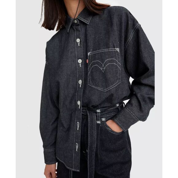 Levi's Tops - ~ LEVI'S RED Very Oversized Sm Button-Up Shirt Denim Unisex Positively Superior